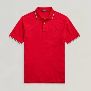Polo Ralph Lauren Polo Shirt Red Cotton Mesh Striped Collared Men’s XLT Tall